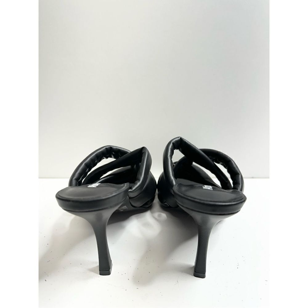 Abound Sandals Size 6.5 Black Square Toe Woven Slip On High Heels - Picture 7 of 8
